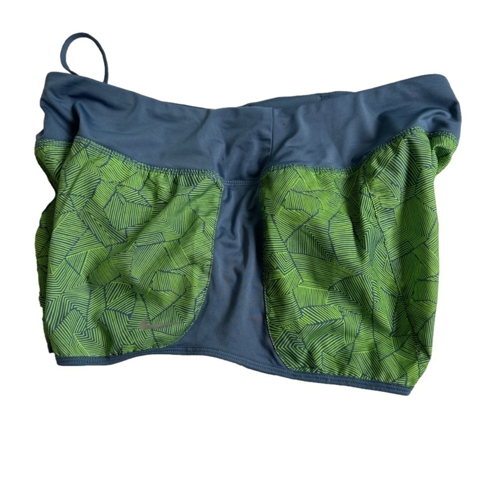 Nike Dri-Fit Green Blue Pattern Running Shorts Athletic Size L
